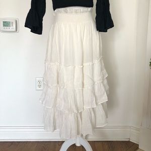 High Waisted Boho Maxi Skirt